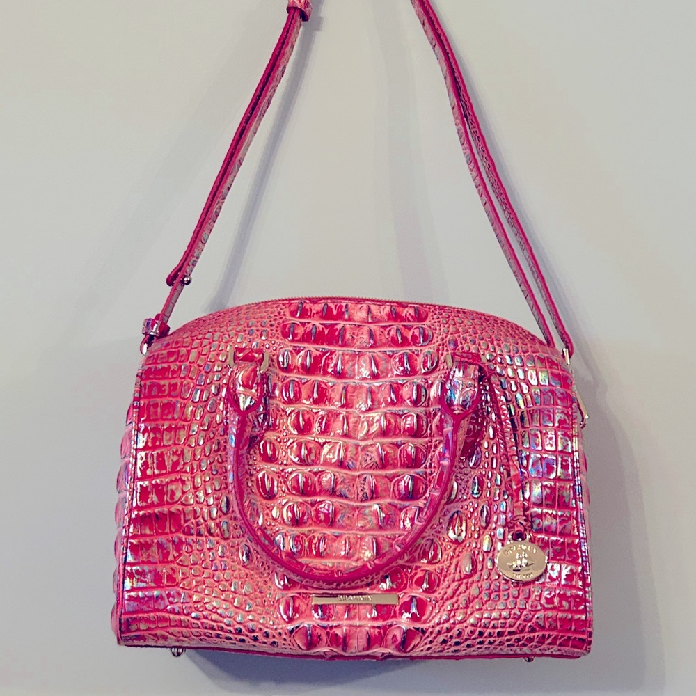 Brahmin Melbourne Magenta Wonderland Stacy Satchel Bag